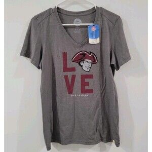 Life Is Good‎ Womens Umass Minutemen Love T Shirt Size Medium Gray V Neck